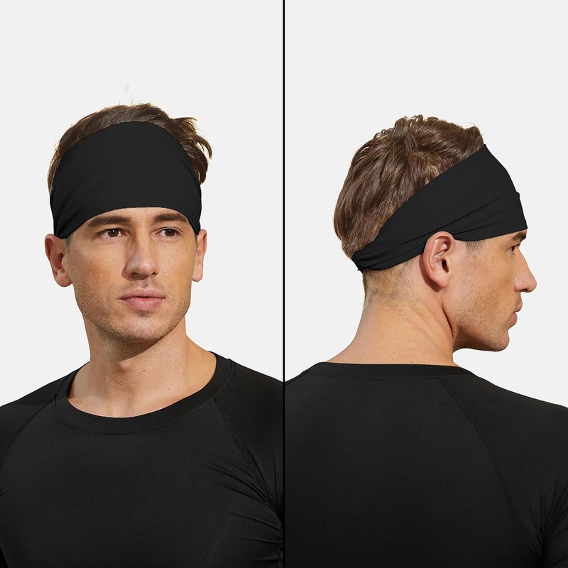 VIMPEP Tenacious Sports Headbands for Men Soft Feeling Non Silp Sweatband Workout Headband for Running,Cycling,Basketball,Tennis,Yoga Fitness Stretchy Quick-Dry Hairband for Unisex (3/4/6 Pack) - Image 3